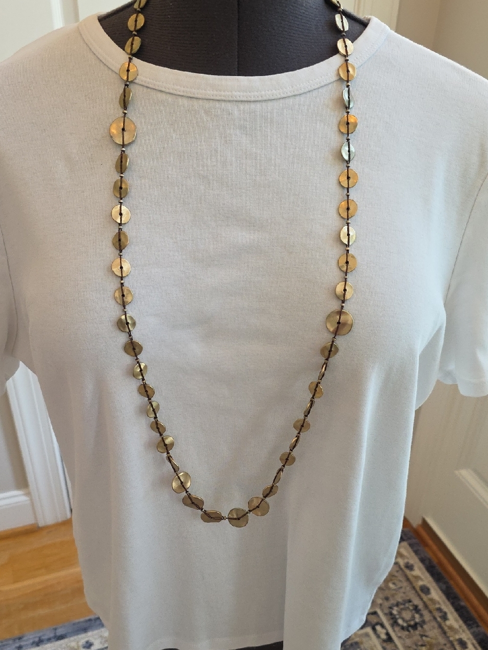 Chico's Gold Disc Long Single Or Dbl Metallic Necklace